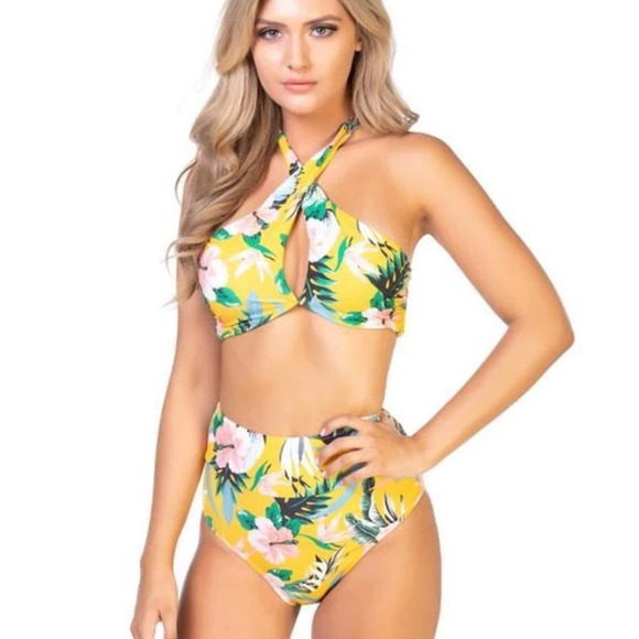 Beach Joy Bikini Tropical High waisted bikini size small NWT - Picture 1 of 16